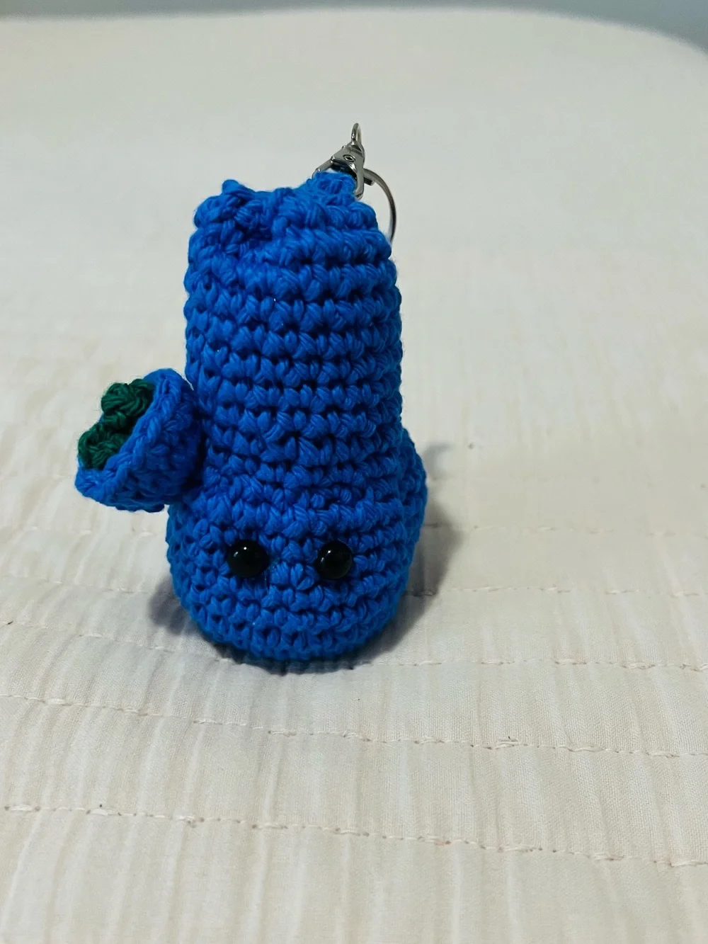 Handmade Blue Crochet green leaves and blue pot